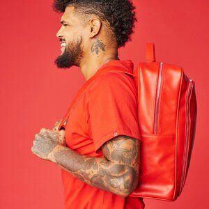 RED BACKPACK MONOCHROME VEGAN LEATHER